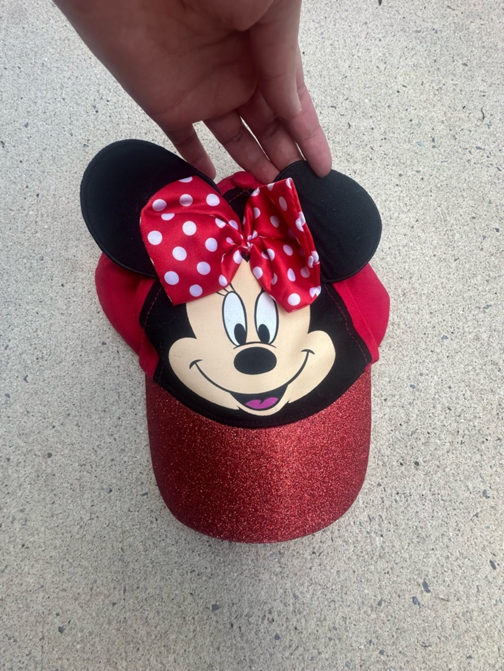 Minnie Mouse Red Glitter Bow Cap